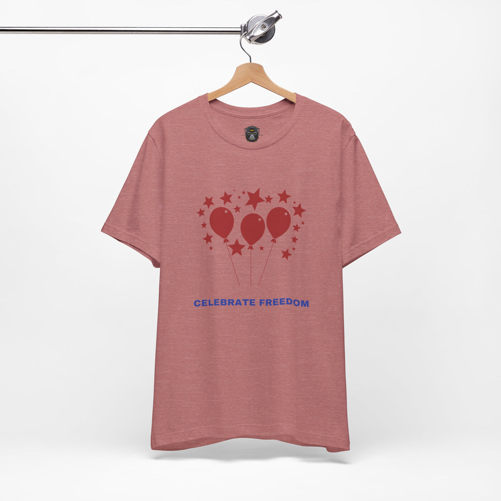 Celebrate Freedom Balloon Tee, Unisex Jersey Tee, July 4th Shirt, Party Wear