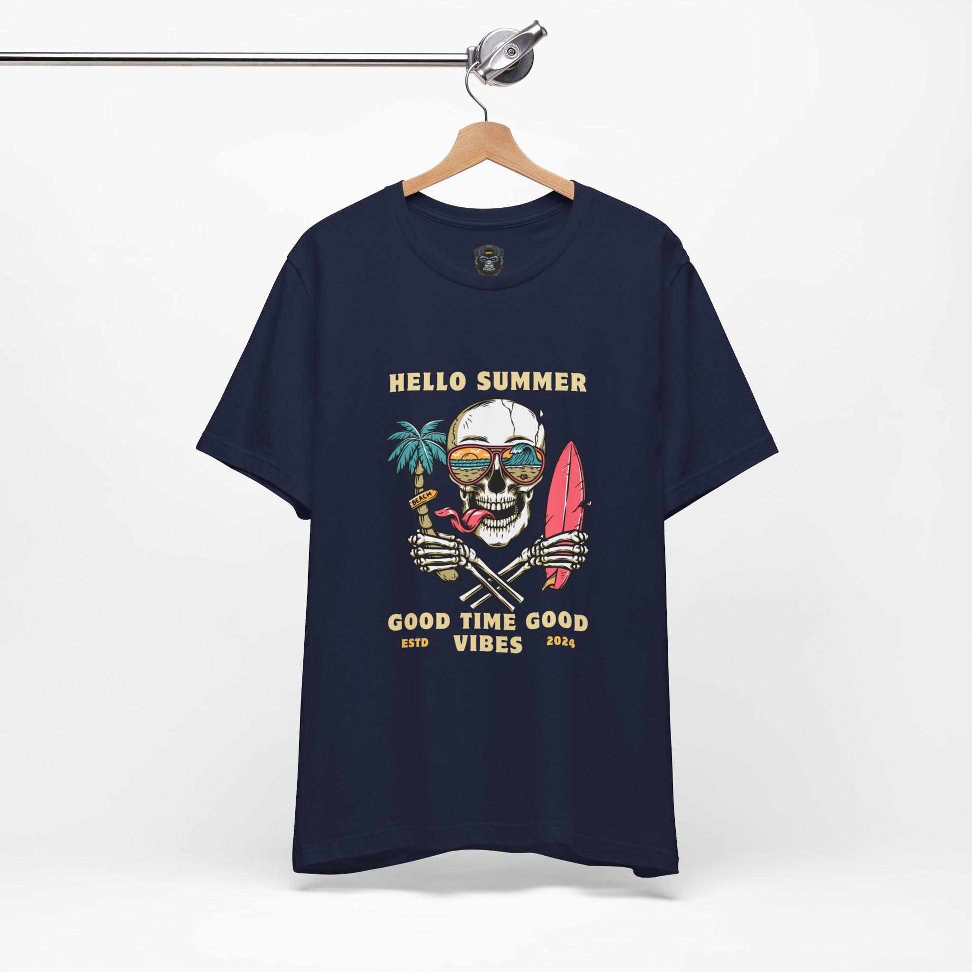 Summer Vibes Skull Tee, T-Shirt, Beachwear, Festival Shirt, Casual Summer Top, Gift for Him/Her