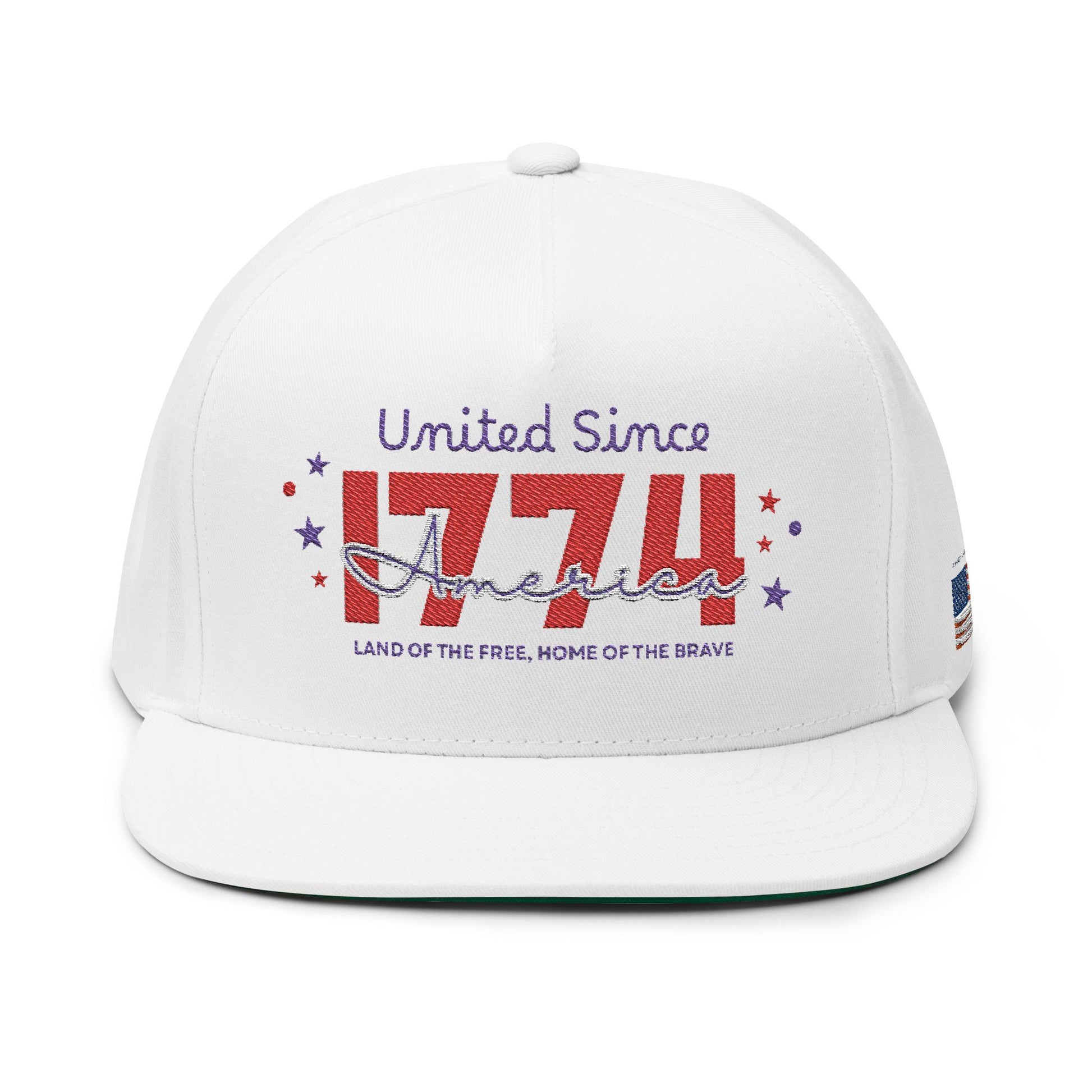 Patriotic Embroidered Flat Bill Cap, USA Hat, Independence Day Gift, Cool Summer Accessory