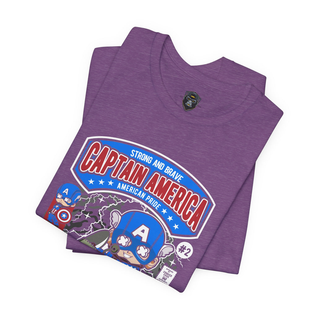 Captain America Unisex Jersey Tee - Heroic, Retro Graphic T-Shirt for Fans, Birthday Gift