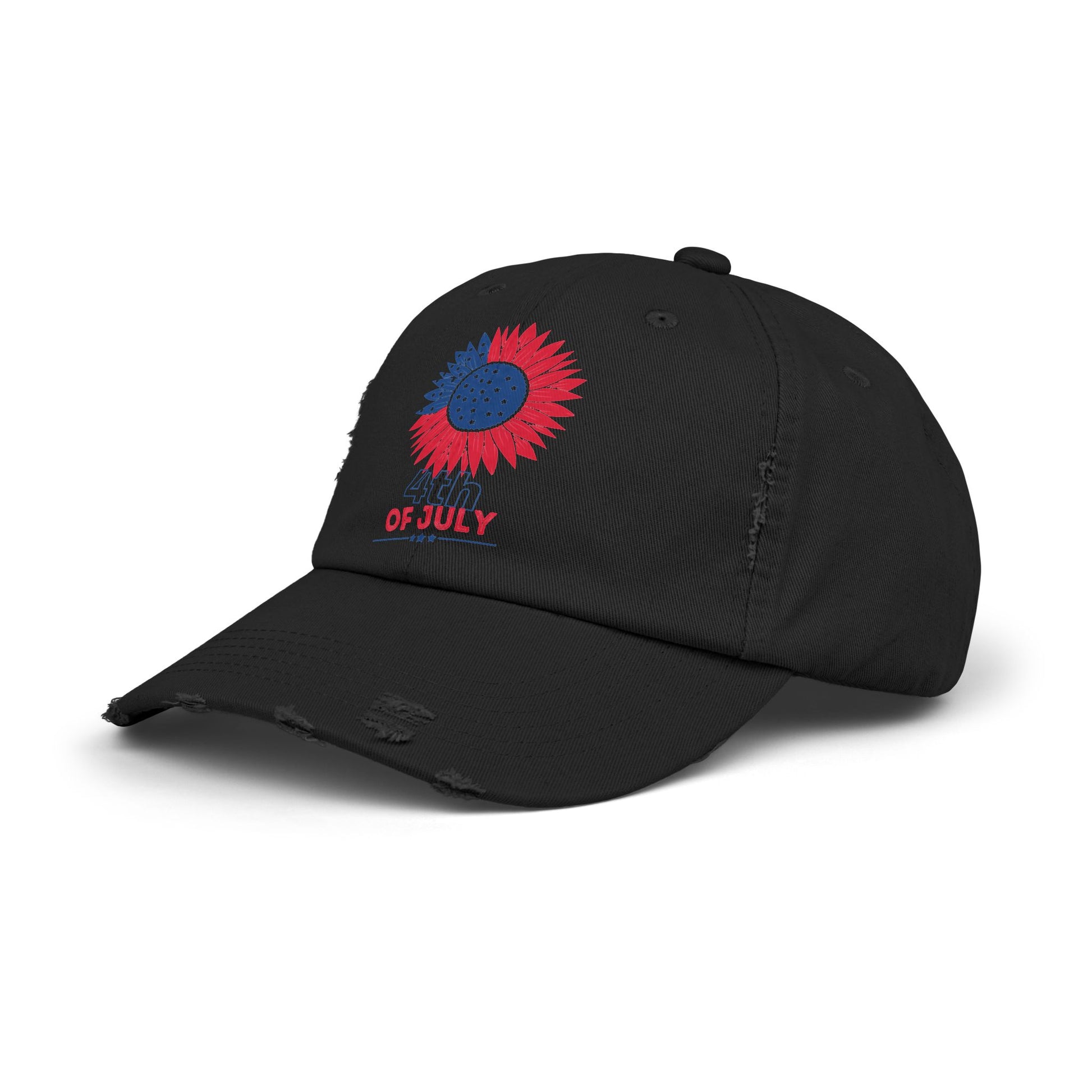 Patriotic Distressed Cap for July 4th Celebrations, Sunflower Cap, Unisex Cap