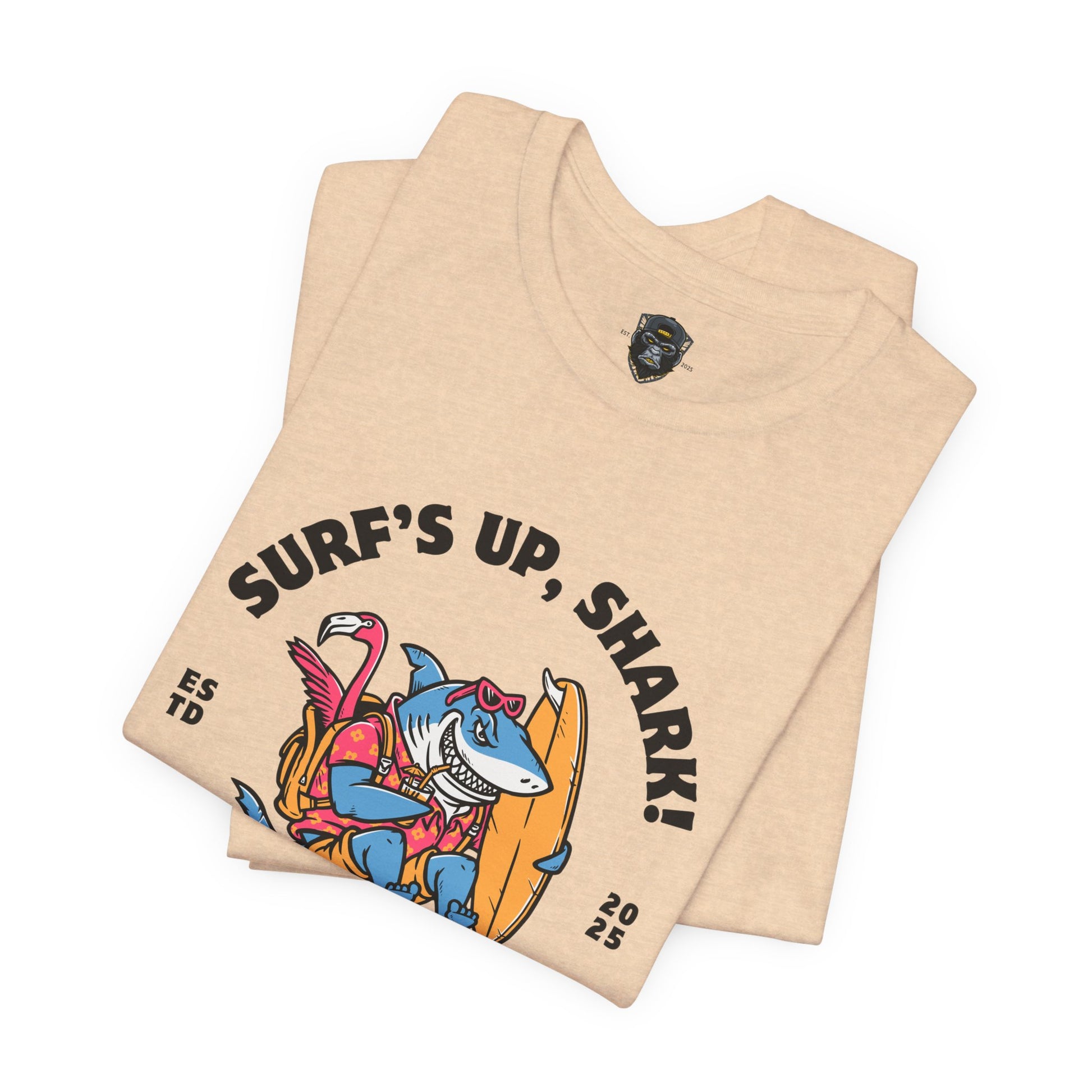 Surf's Up Shark! Tee, Beach Vibes Shirt, Surfing Apparel, Dad Gift, Summer Fun T-Shirt