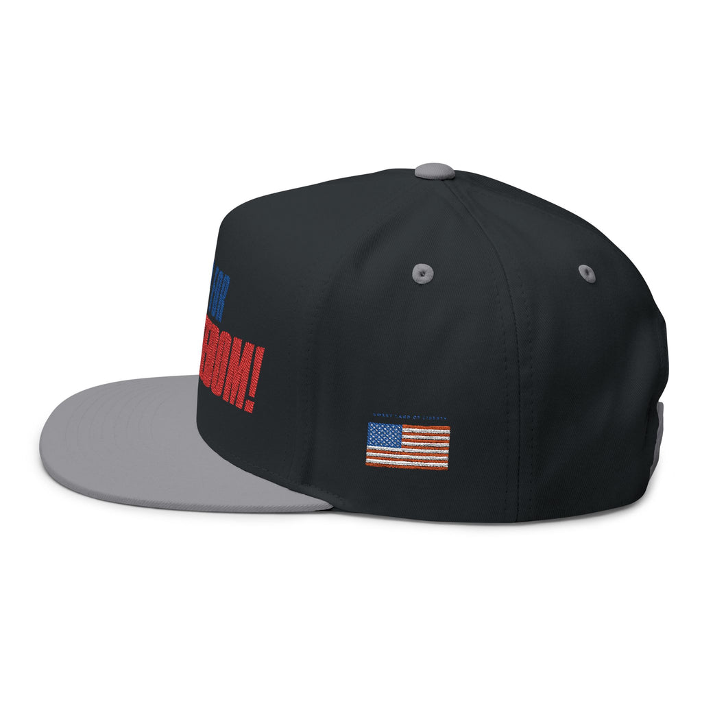 Fired Up for Freedom! Flat Bill Cap - Patriotic Hat, Motorcycle Lover Gift, Embroidered Cap, Fourth of July Accessory, Casual Style