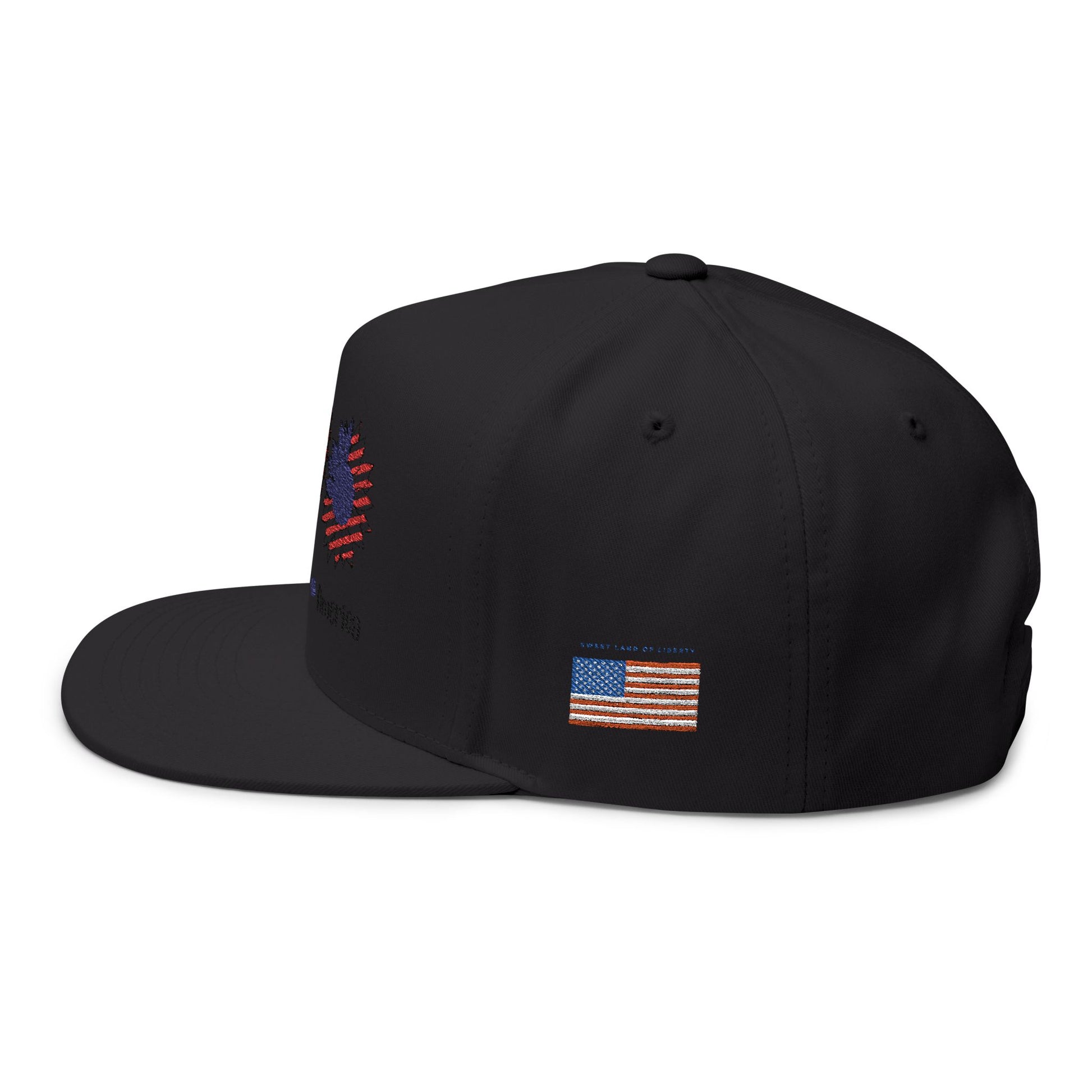 Patriotic Flat Bill Cap - Peace, Love, America, 4th of July Hat, Embroidered Cap, Gift for Dad, Summer Hat, Casual Wear