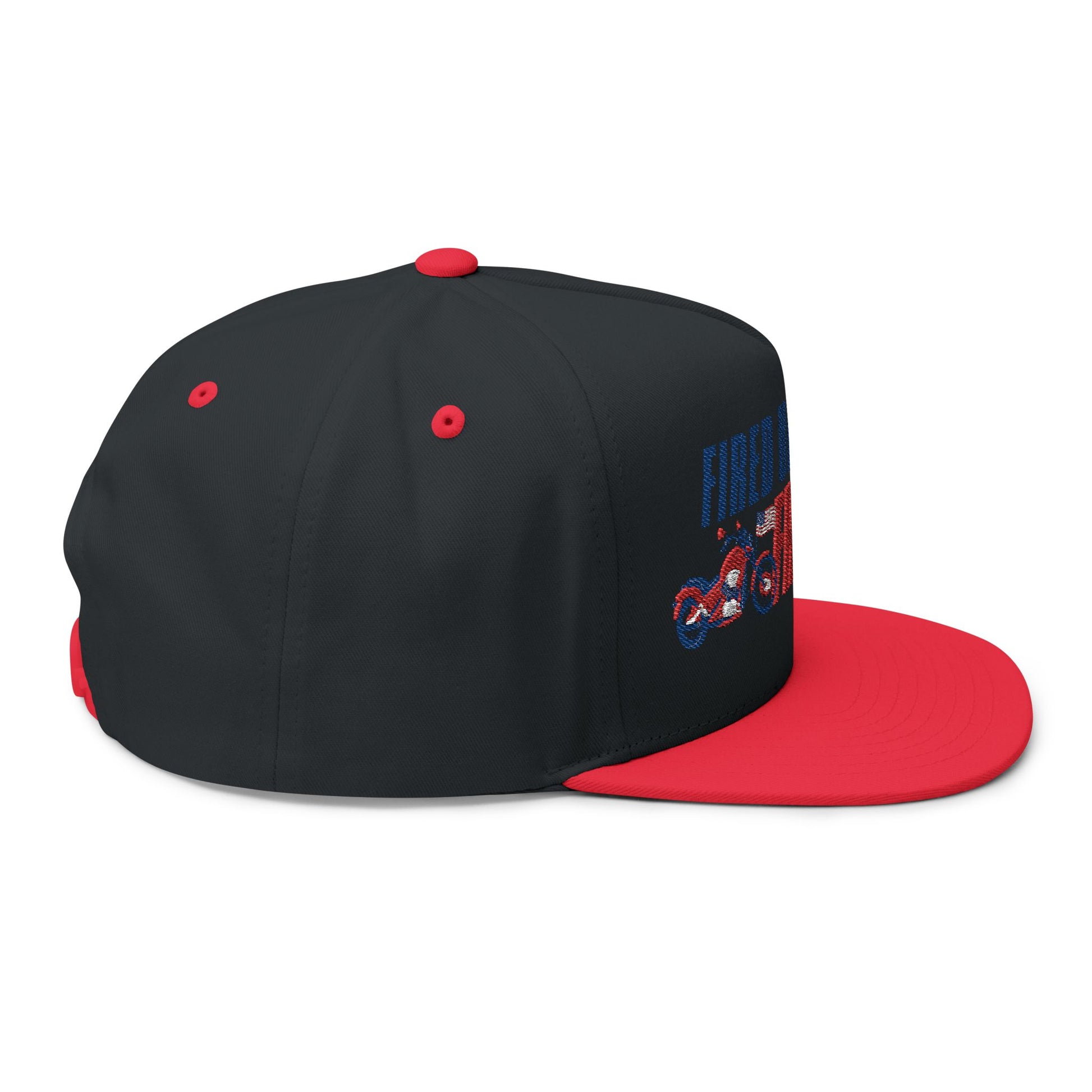 Fired Up for Freedom! Flat Bill Cap - Patriotic Hat, Motorcycle Lover Gift, Embroidered Cap, Fourth of July Accessory, Casual Style