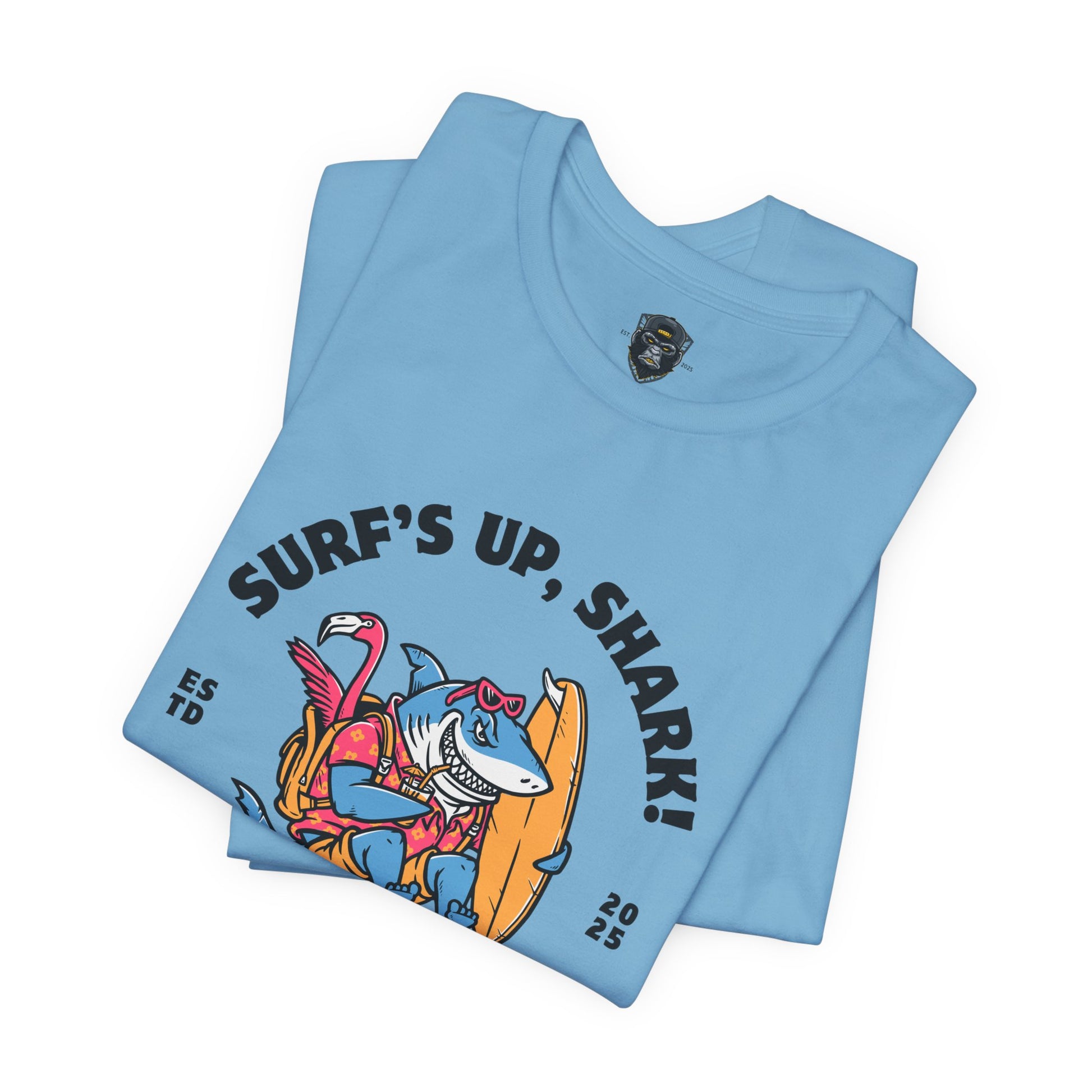 Surf's Up Shark! Tee, Beach Vibes Shirt, Surfing Apparel, Dad Gift, Summer Fun T-Shirt