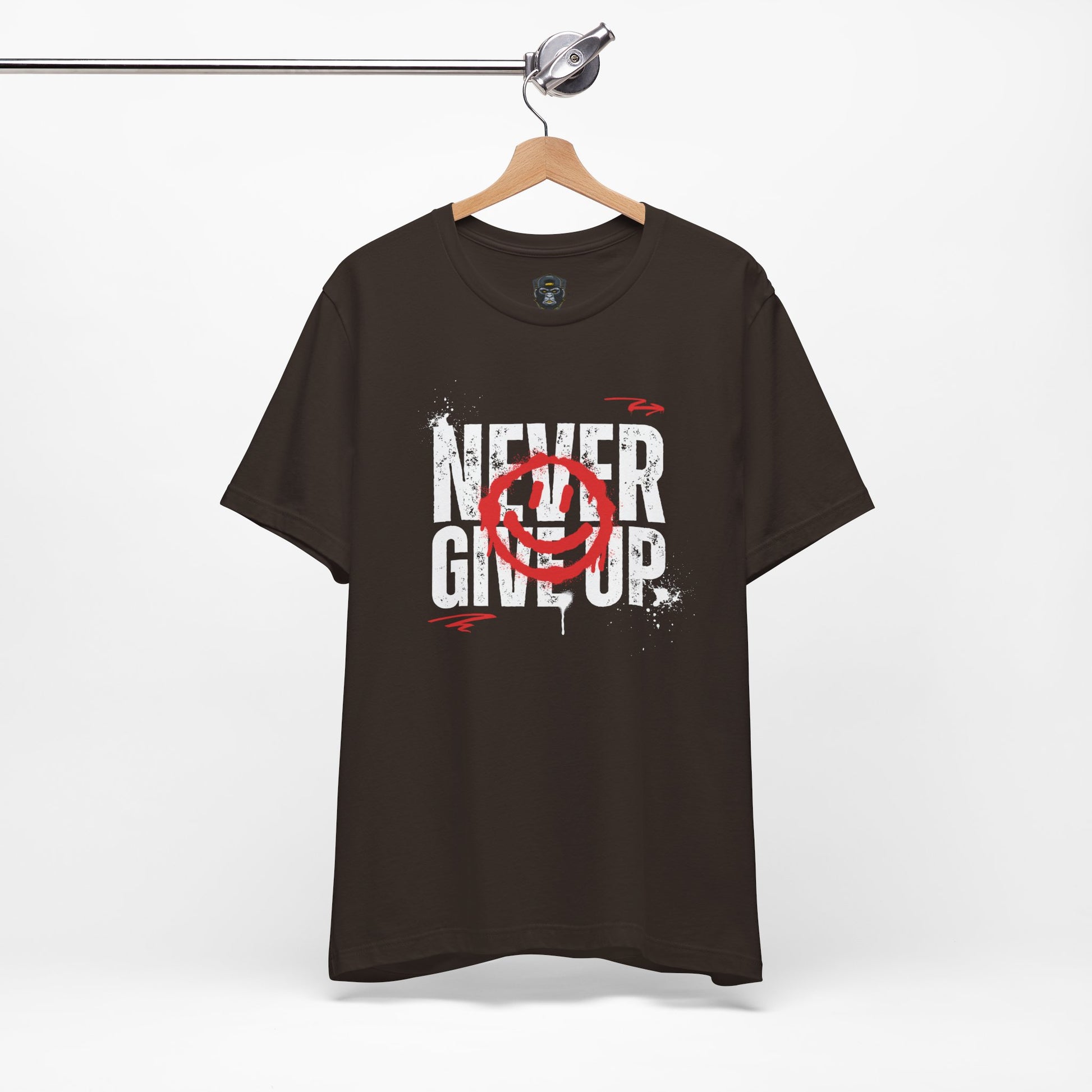 Motivational Tee - 'Never Give Up' Graphic Shirt, Workout Tee, Inspirational Gift