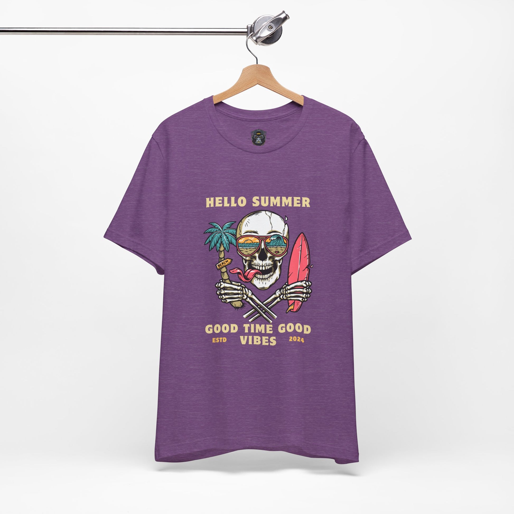 Summer Vibes Skull Tee, T-Shirt, Beachwear, Festival Shirt, Casual Summer Top, Gift for Him/Her