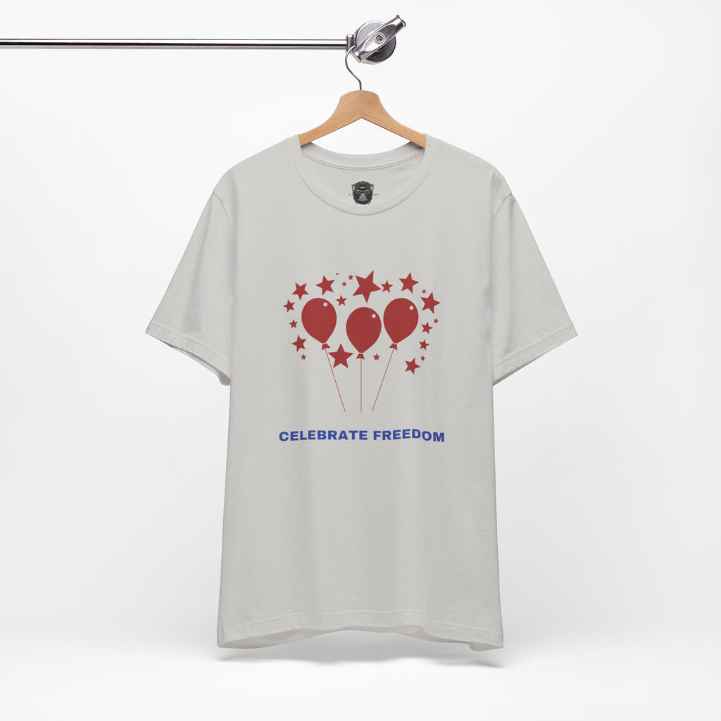 Celebrate Freedom Balloon Tee, Unisex Jersey Tee, July 4th Shirt, Party Wear