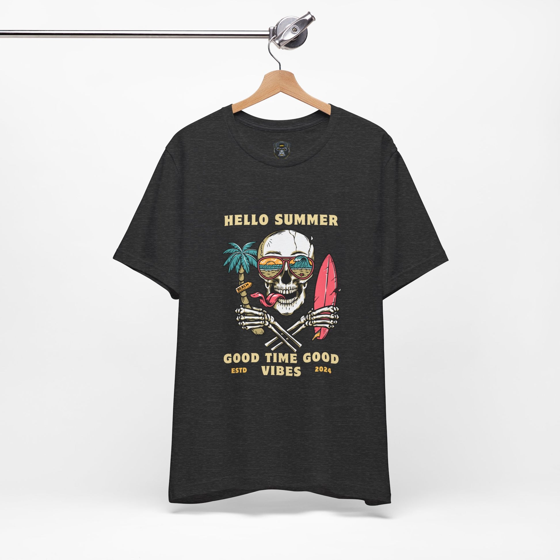 Summer Vibes Skull Tee, T-Shirt, Beachwear, Festival Shirt, Casual Summer Top, Gift for Him/Her