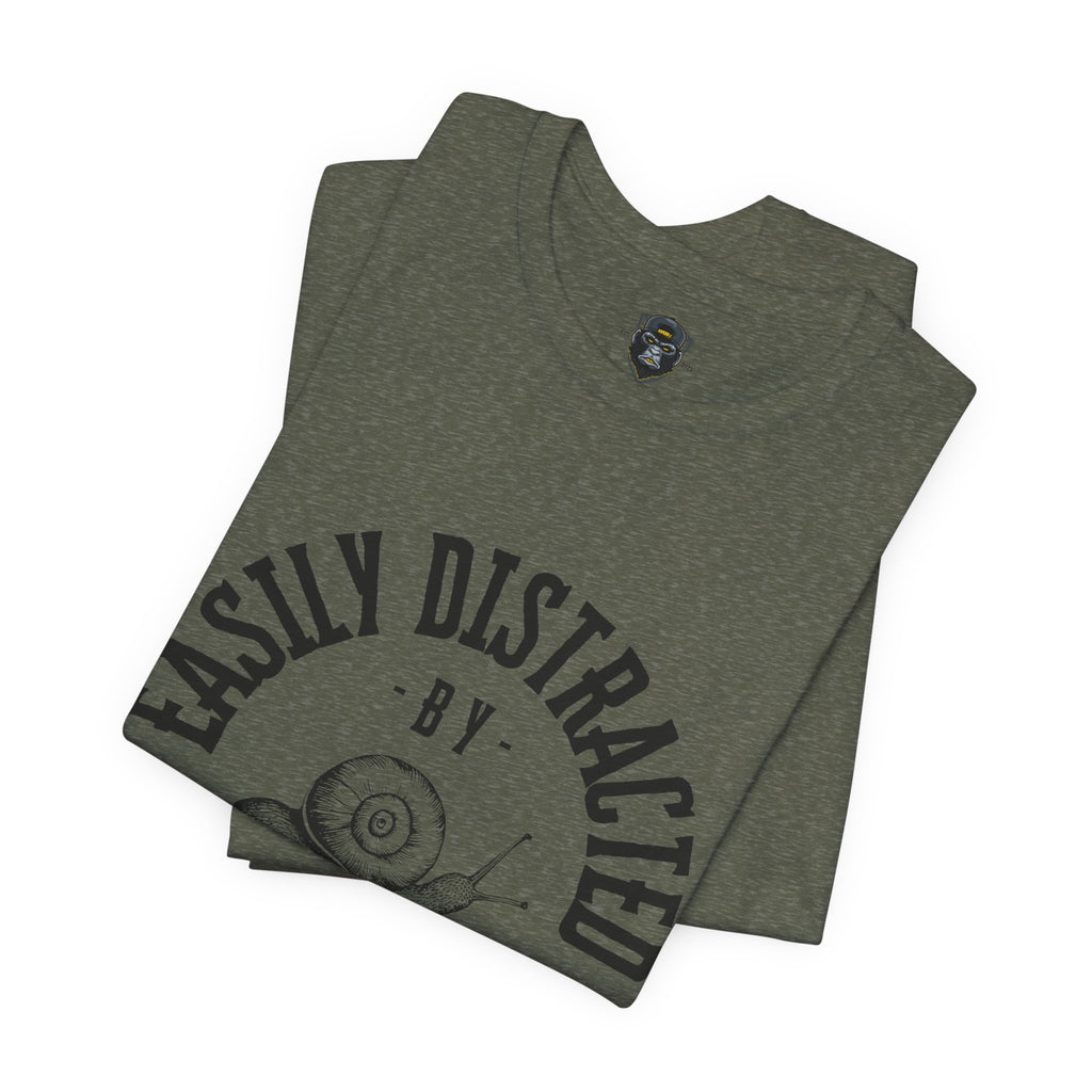 Easily Distracted by Snails Tee, Relaxed Graphic T-Shirt, Snail Lover Gift