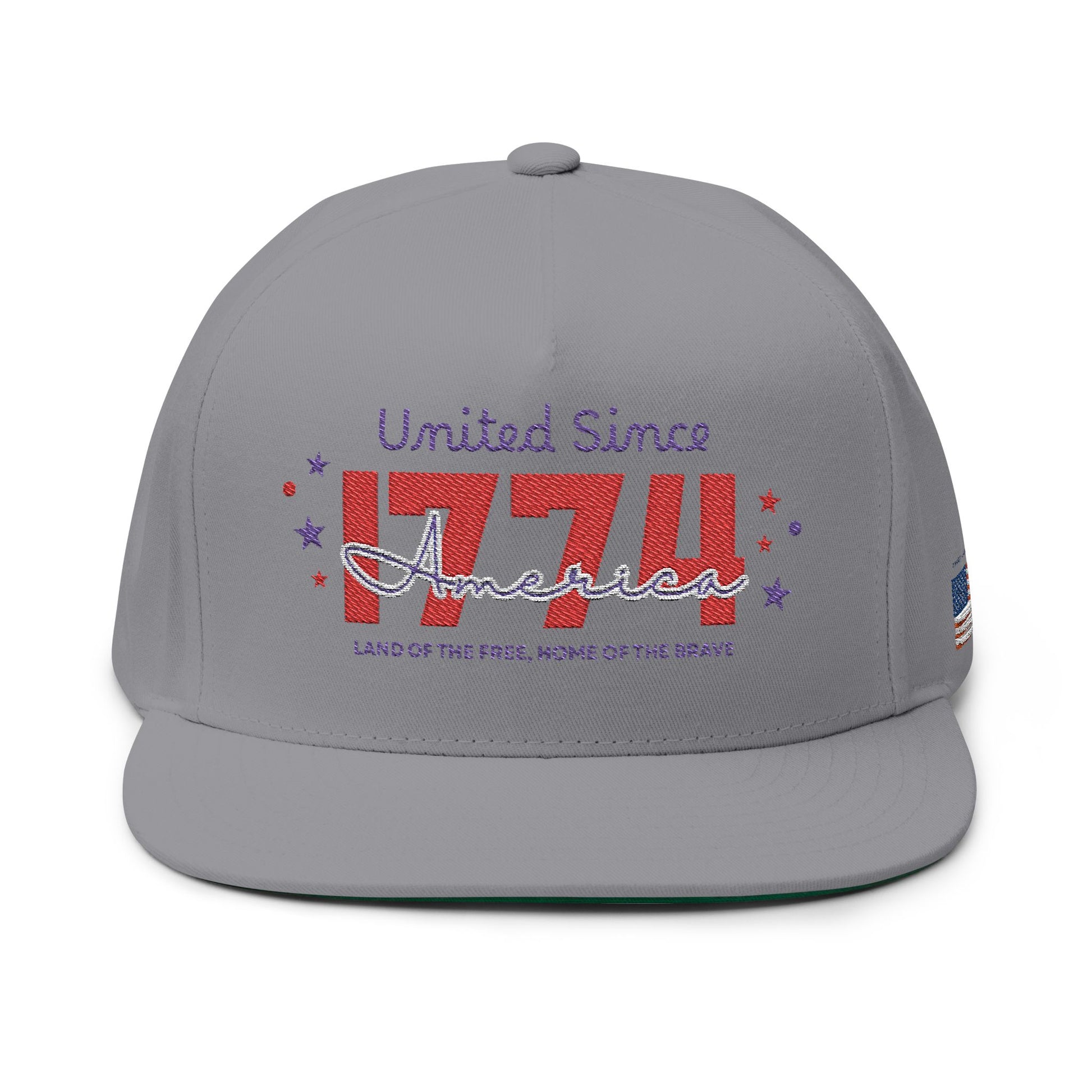 Patriotic Embroidered Flat Bill Cap, USA Hat, Independence Day Gift, Cool Summer Accessory