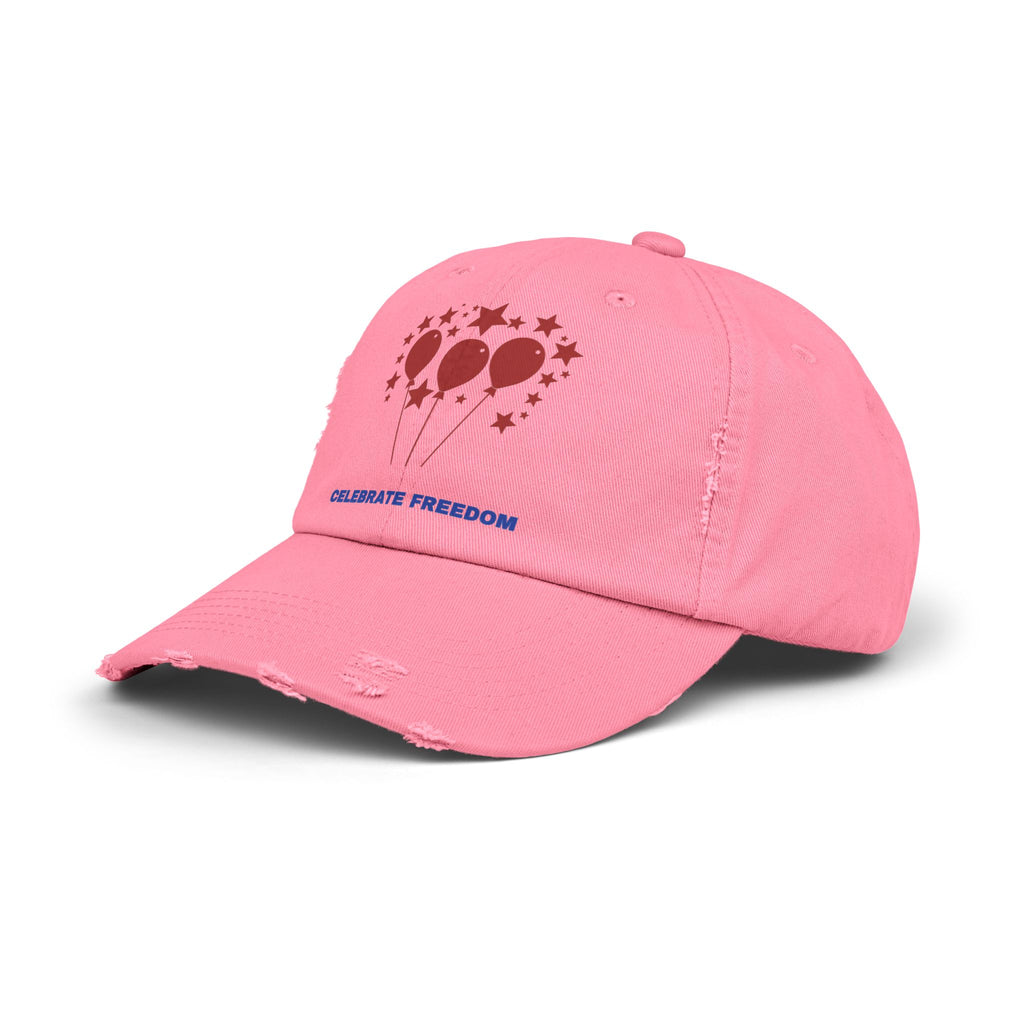Celebrate Freedom Distressed Cap, Unisex Baseball Hat, Vintage Style Cap