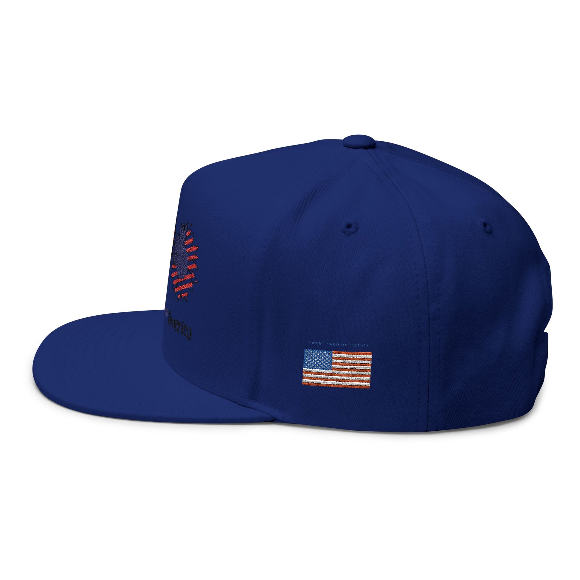 Patriotic Flat Bill Cap - Peace, Love, America, 4th of July Hat, Embroidered Cap, Gift for Dad, Summer Hat, Casual Wear
