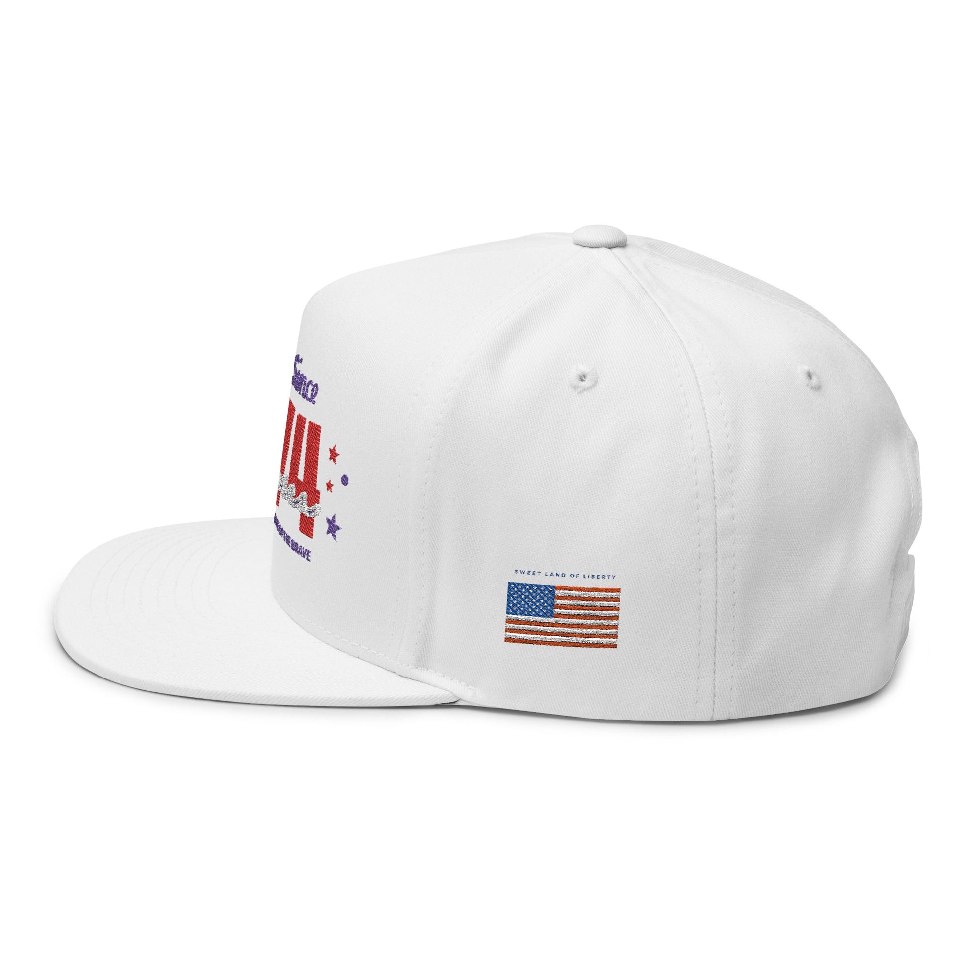 Patriotic Embroidered Flat Bill Cap, USA Hat, Independence Day Gift, Cool Summer Accessory