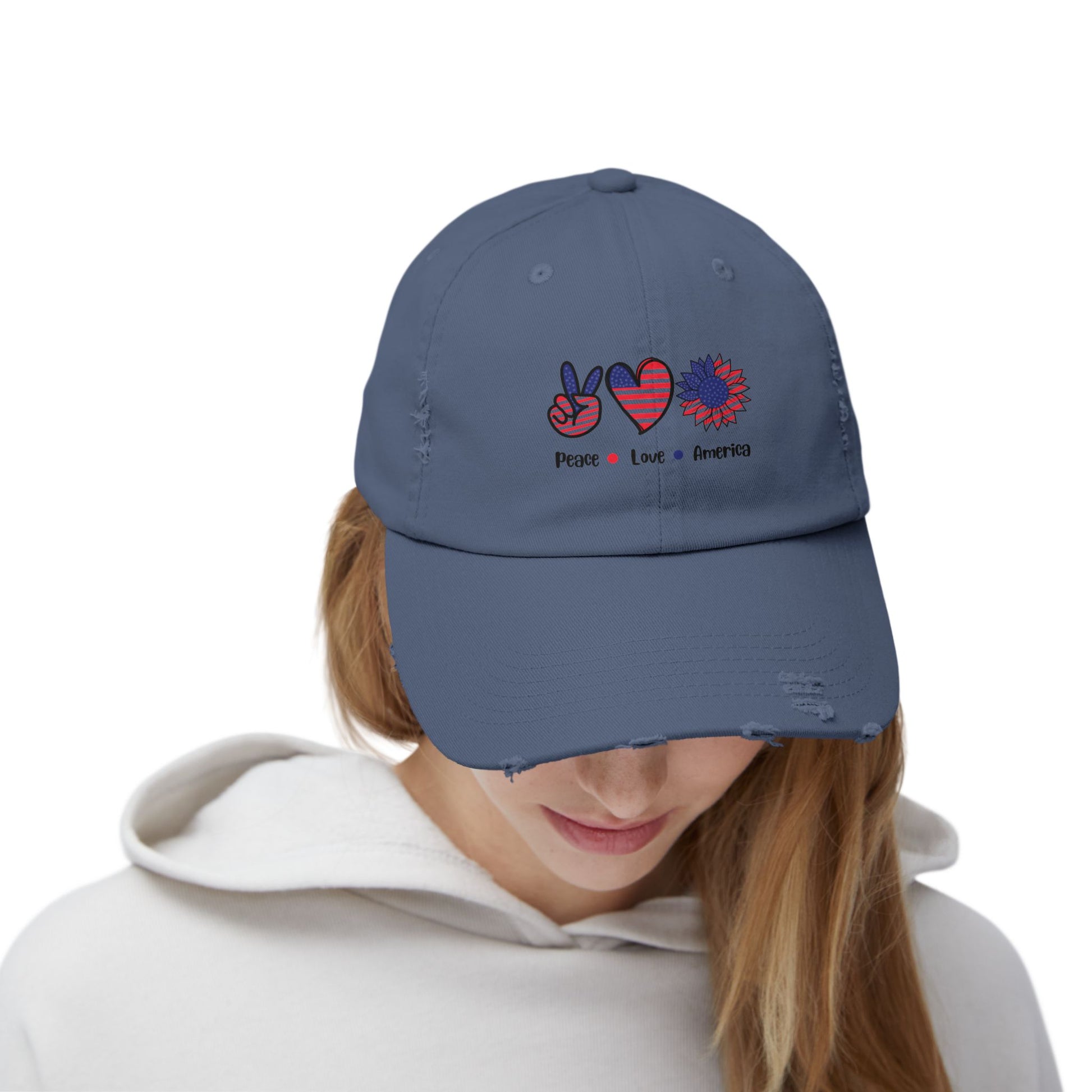 Unisex Distressed Cap with Heart Design, Trendy Hat, Casual Accessory, Gift for Him/Her, Summer Style, Everyday Wear