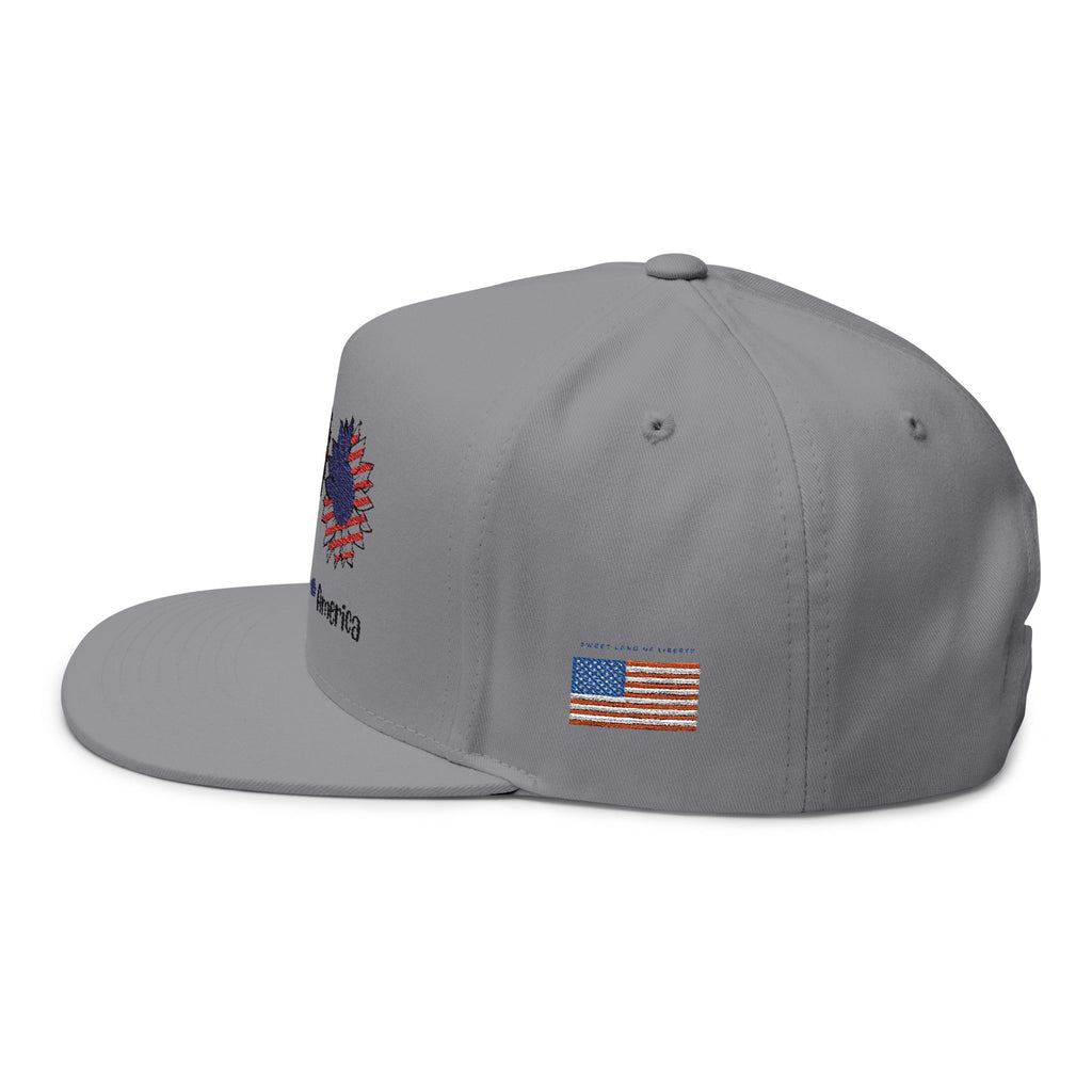 Patriotic Flat Bill Cap - Peace, Love, America, 4th of July Hat, Embroidered Cap, Gift for Dad, Summer Hat, Casual Wear