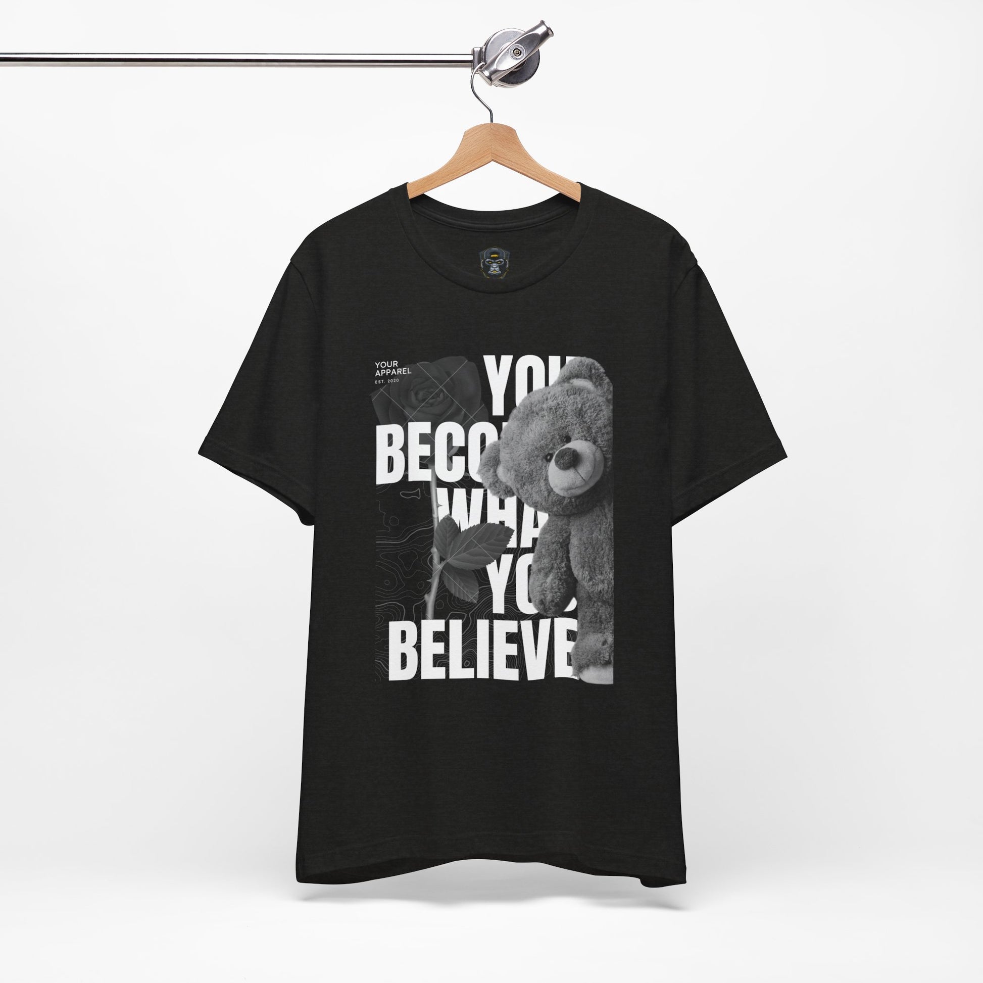 Motivational Teddy Bear Tee, Perfect Gift for Friends, Casual Wear, Everyday Style