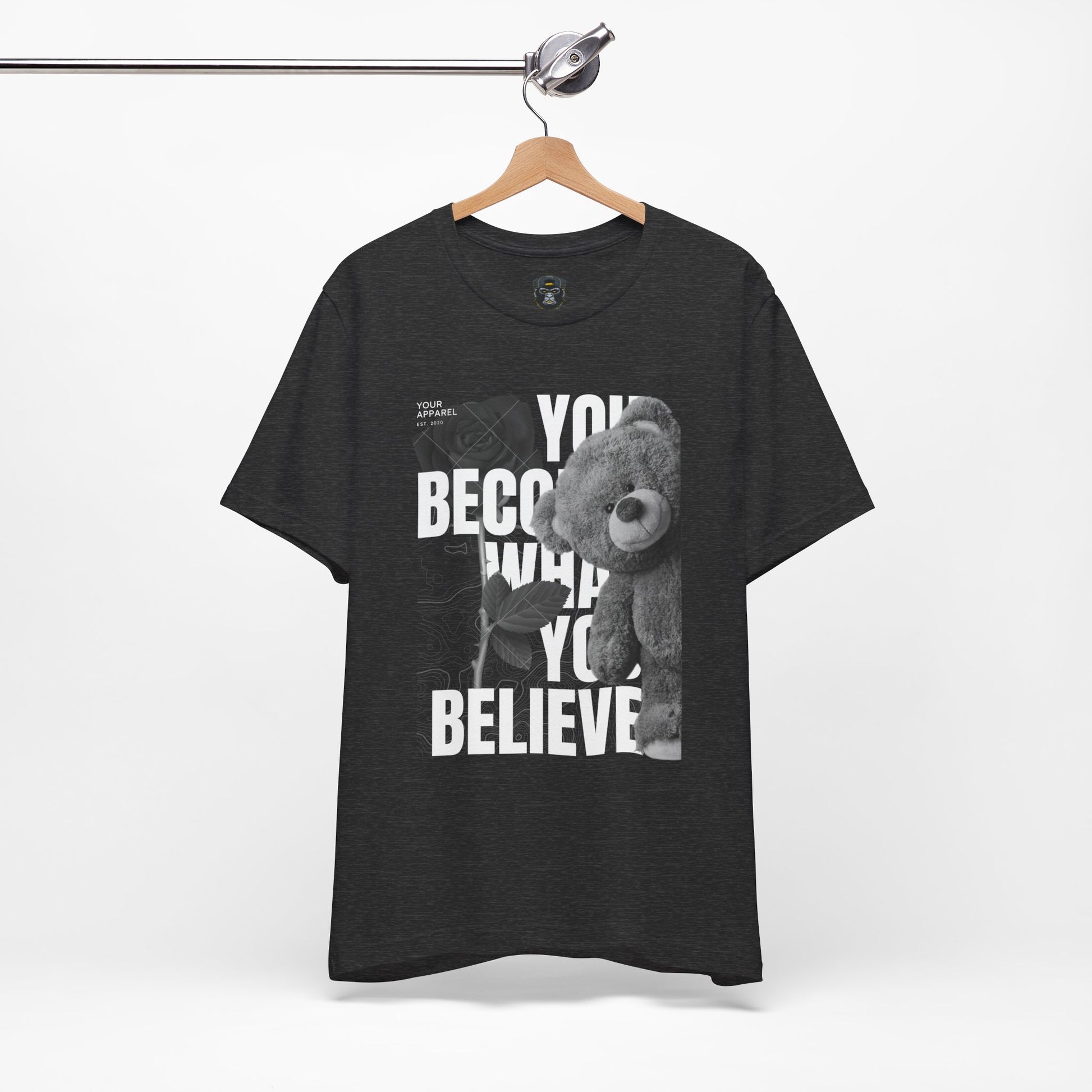 Motivational Teddy Bear Tee, Perfect Gift for Friends, Casual Wear, Everyday Style
