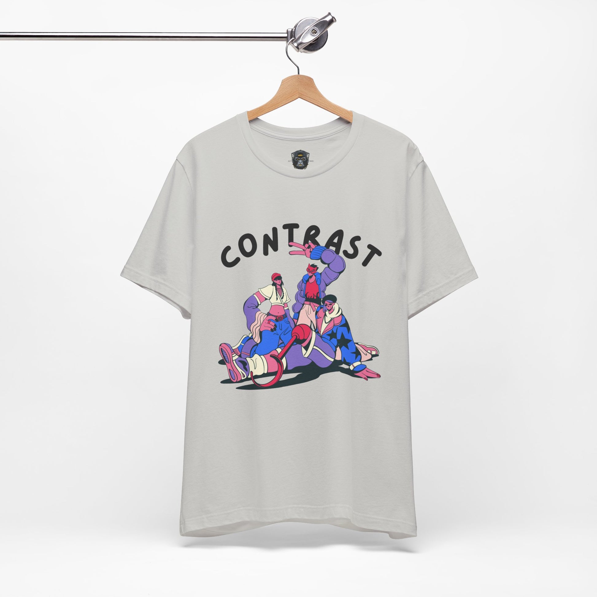 Contrast Graphic Tee, T-Shirt, Casual Wear, Street Style, Gift for Him/Her