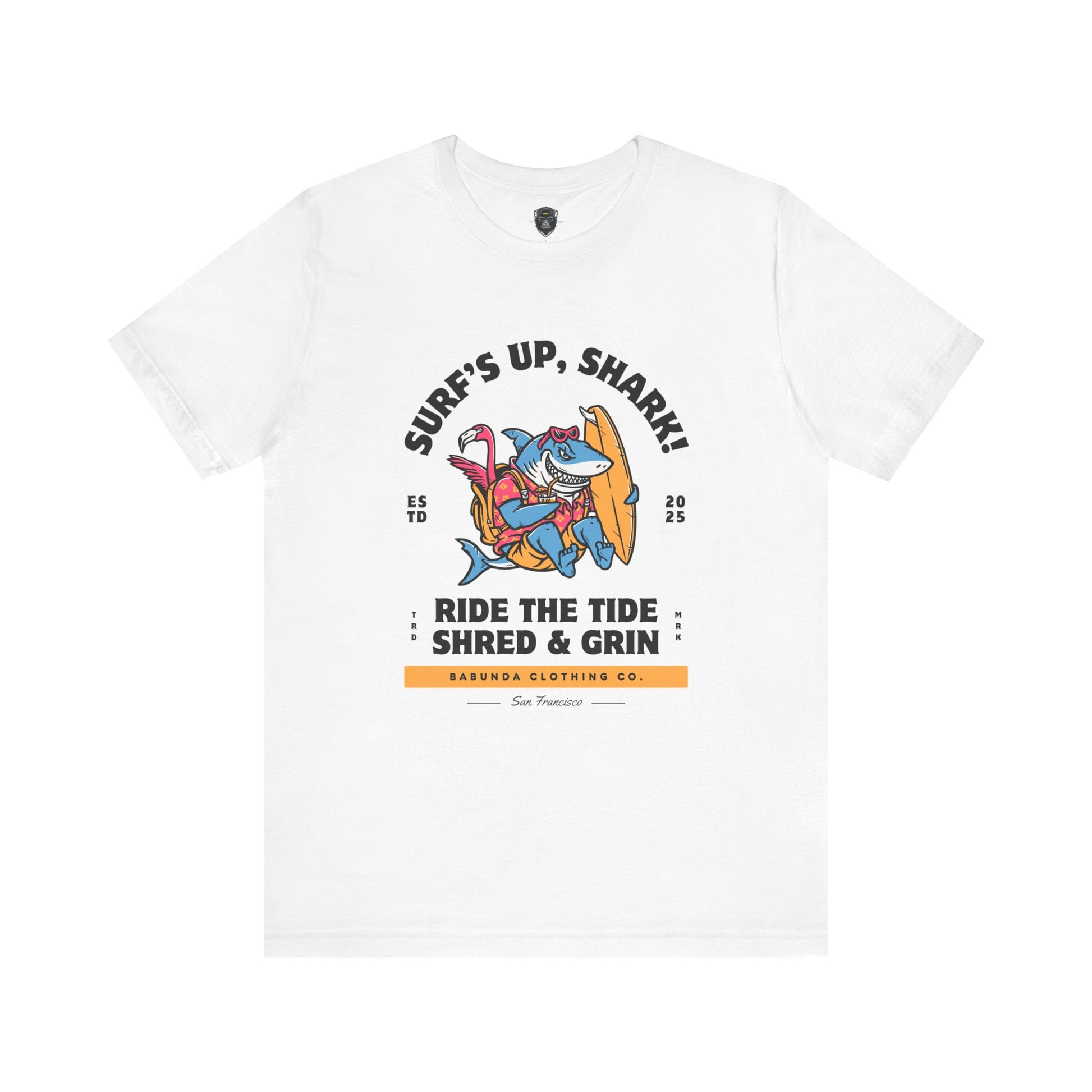Surf's Up Shark! Tee, Beach Vibes Shirt, Surfing Apparel, Dad Gift, Summer Fun T-Shirt
