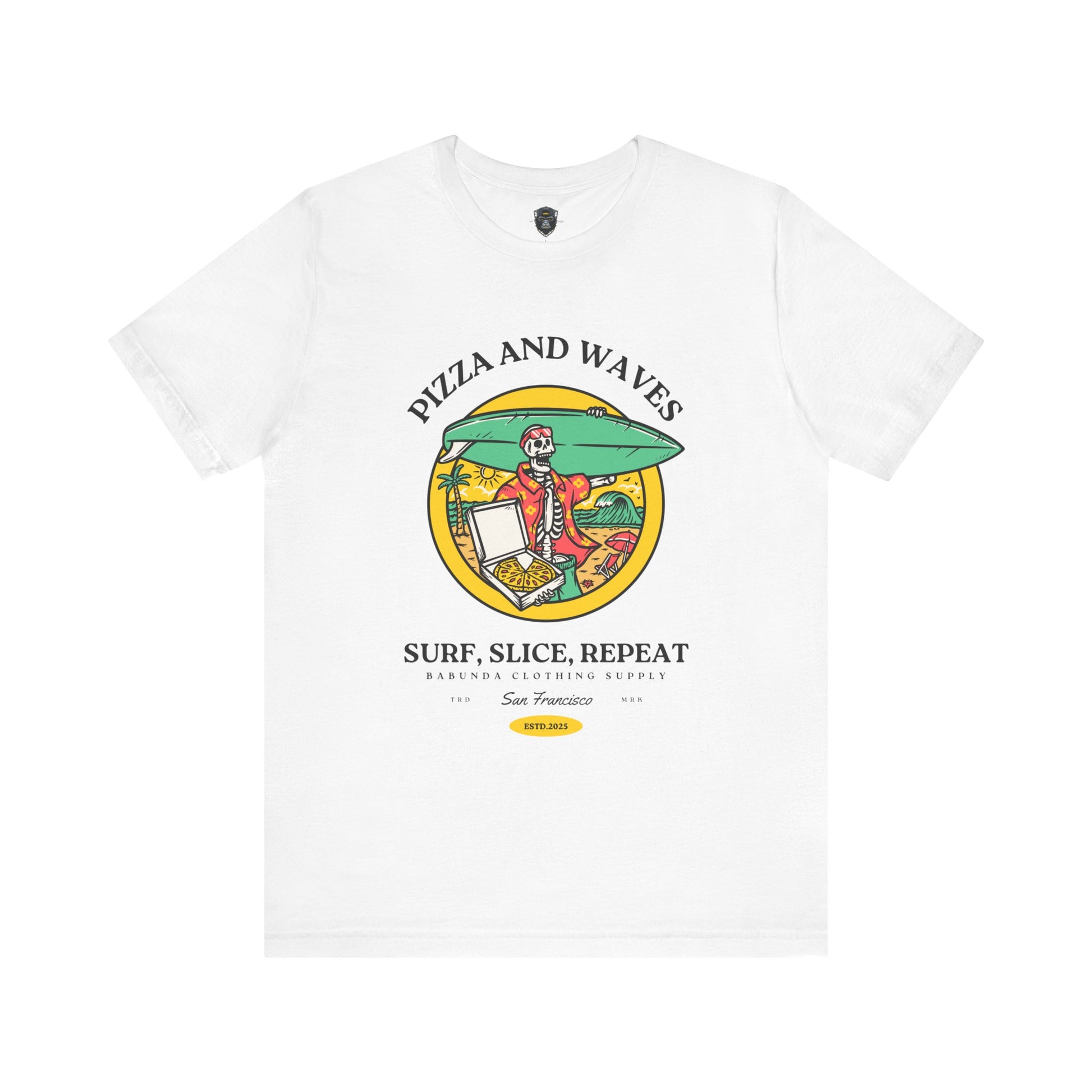 Surf-Inspired Pizza Tee - Perfect for Beach Lovers, Summer Vibes, Casual Wear