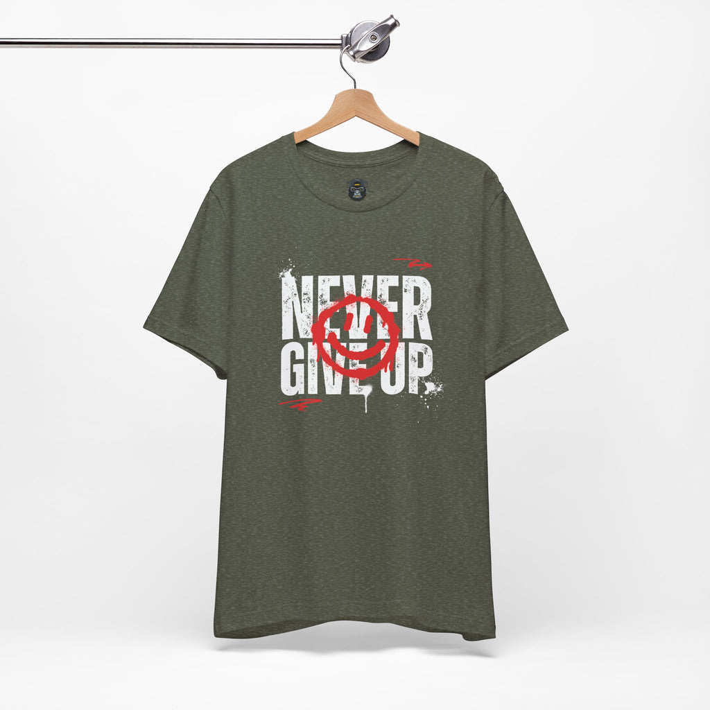 Motivational Tee - 'Never Give Up' Graphic Shirt, Workout Tee, Inspirational Gift