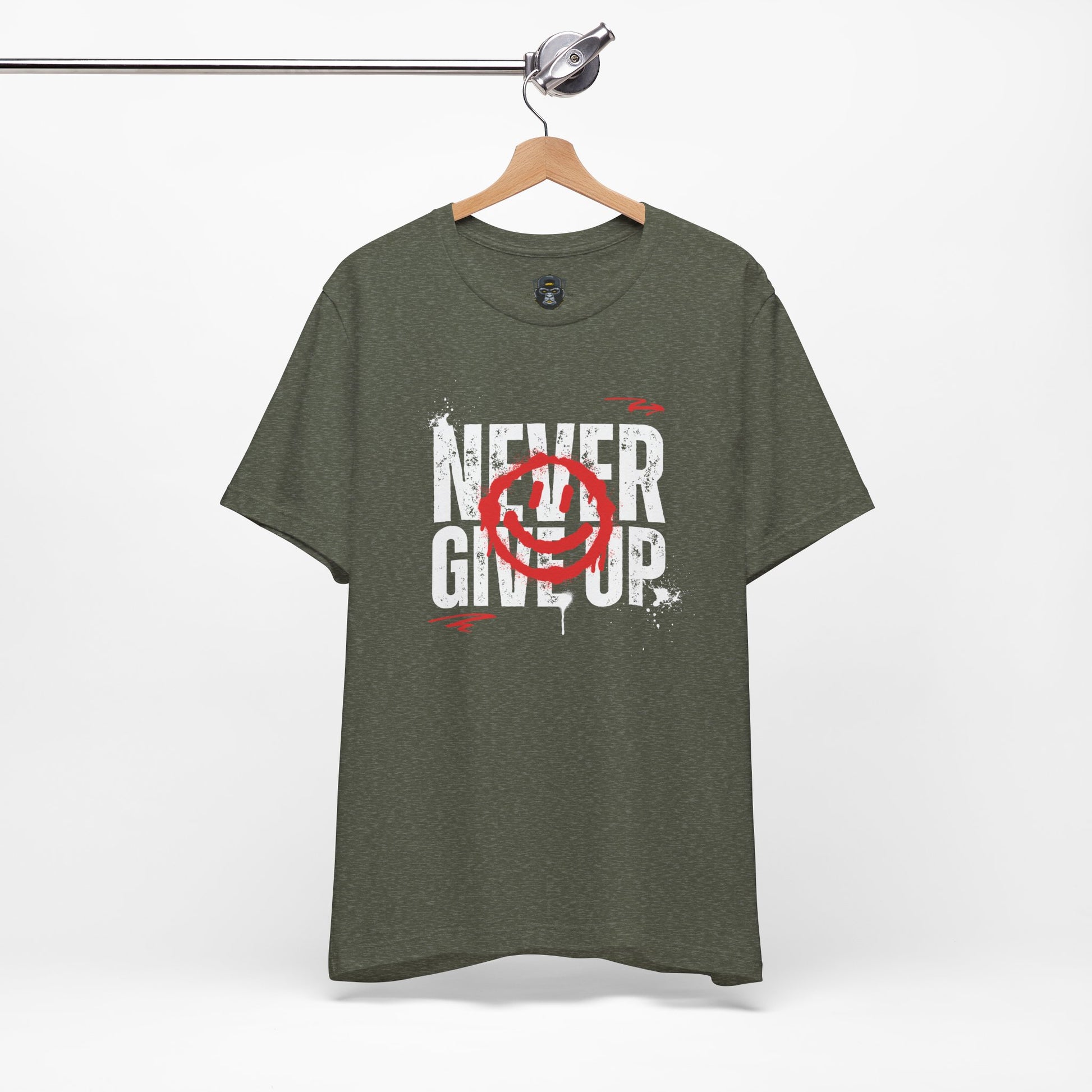 Motivational Tee - 'Never Give Up' Graphic Shirt, Workout Tee, Inspirational Gift