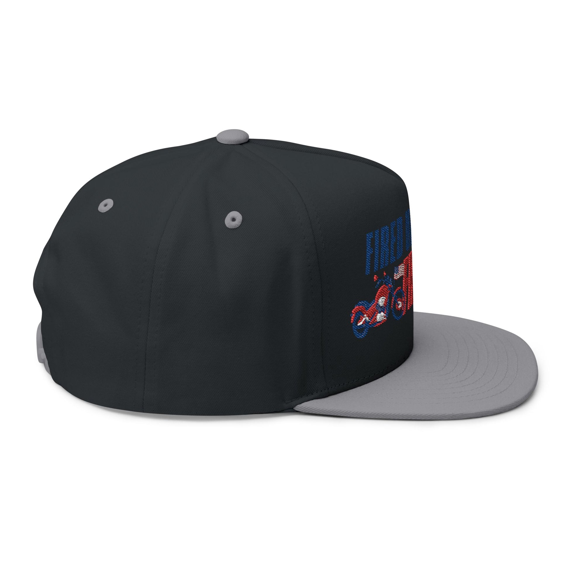 Fired Up for Freedom! Flat Bill Cap - Patriotic Hat, Motorcycle Lover Gift, Embroidered Cap, Fourth of July Accessory, Casual Style