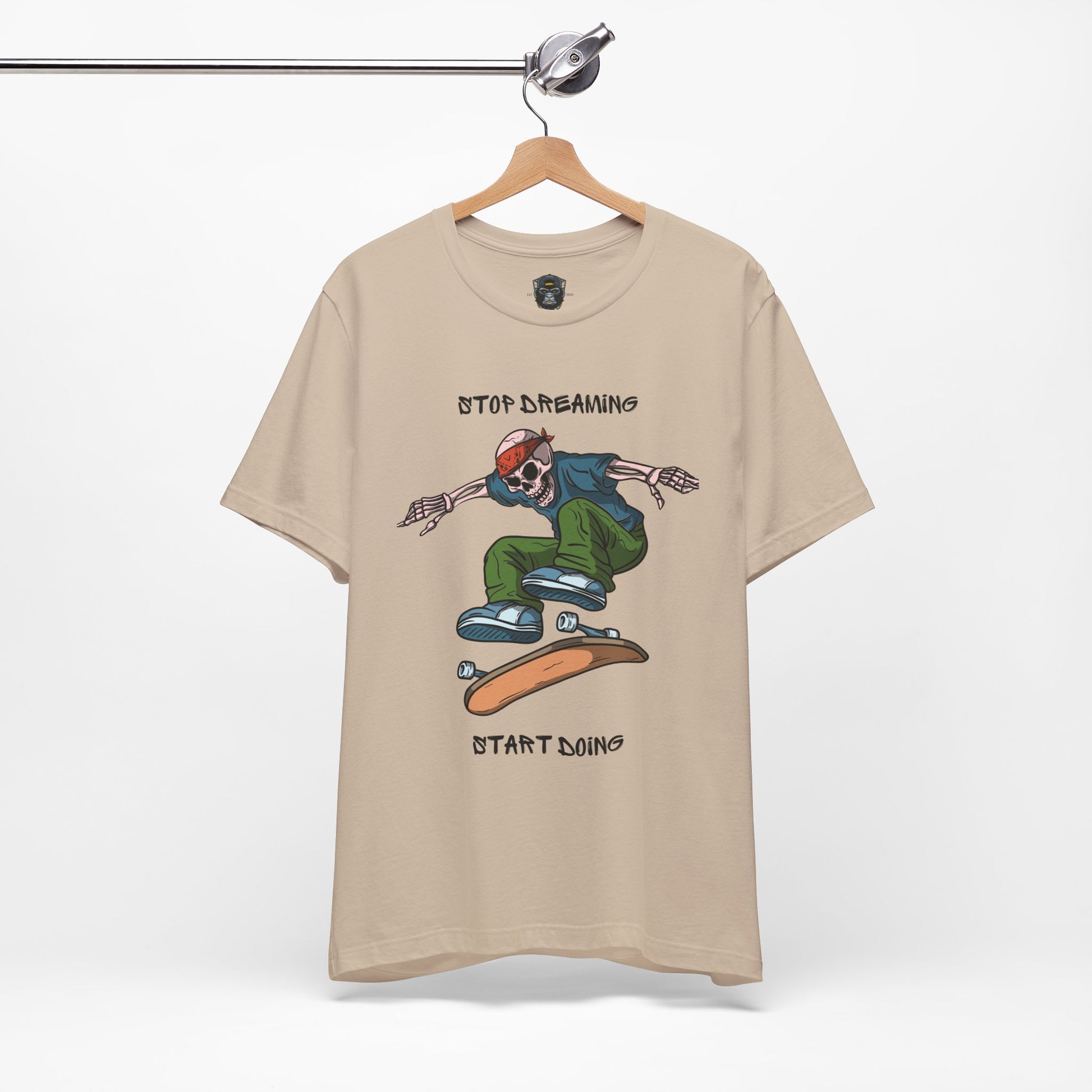 Skateboard Motivational Tee, Stop Dreaming Start Doing Shirt, Casual Wear, Gift Idea