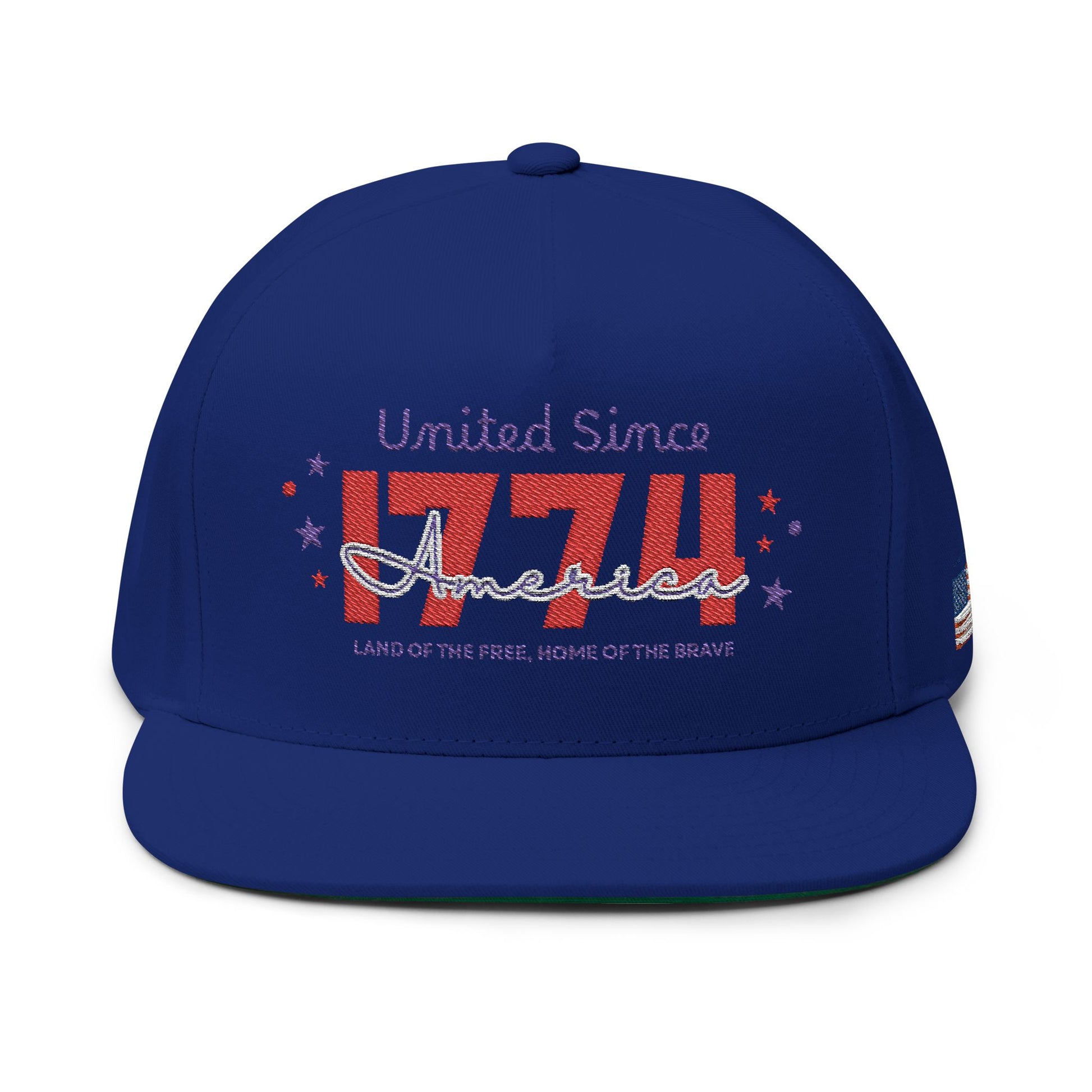 Patriotic Embroidered Flat Bill Cap, USA Hat, Independence Day Gift, Cool Summer Accessory