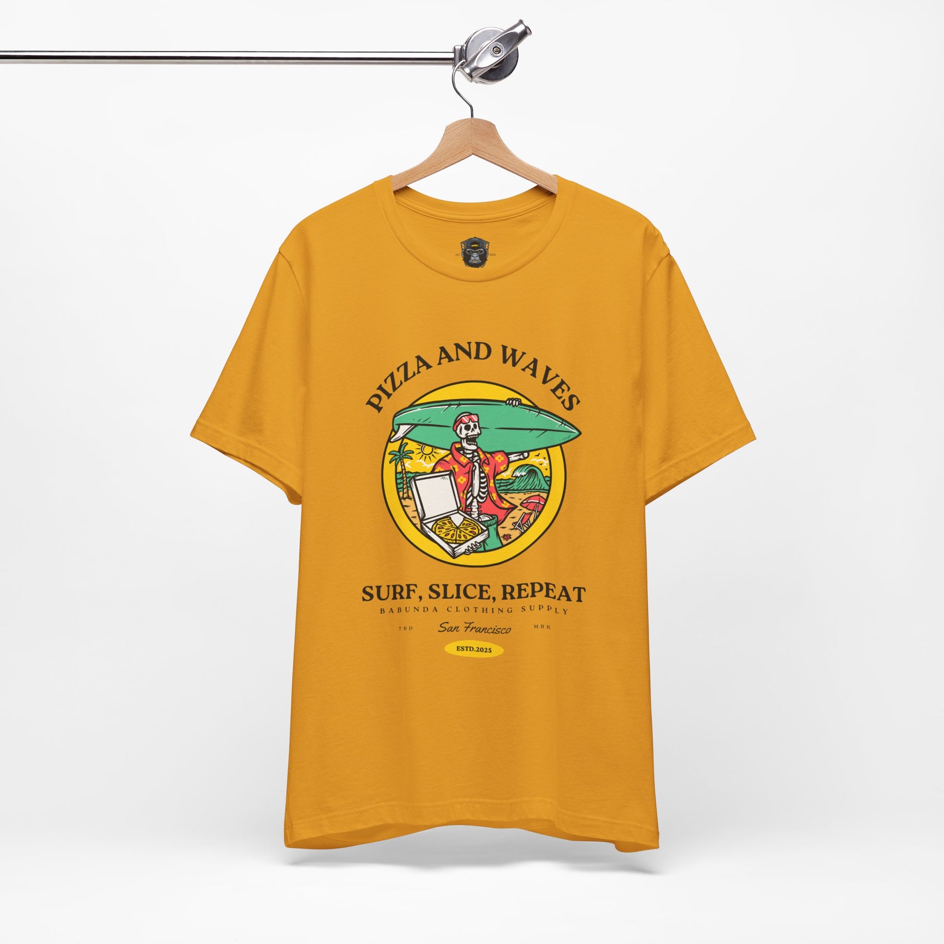 Surf-Inspired Pizza Tee - Perfect for Beach Lovers, Summer Vibes, Casual Wear