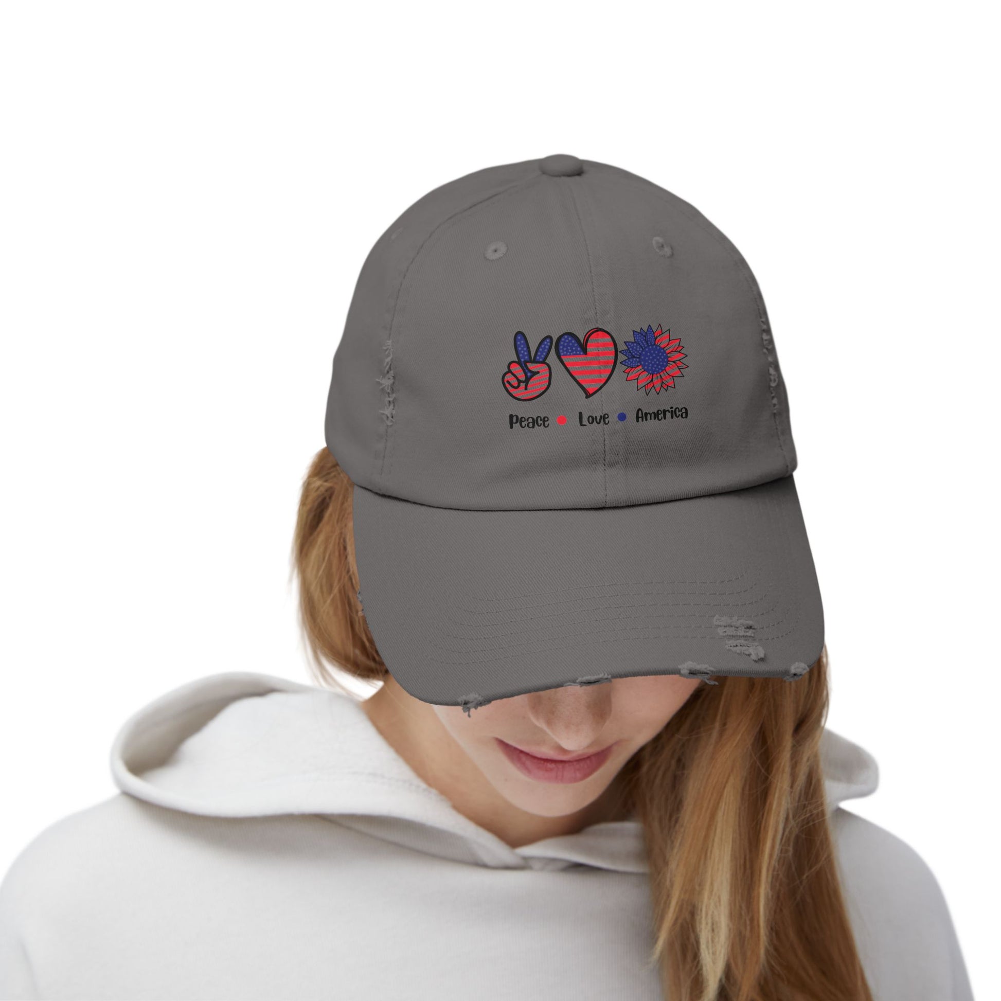 Unisex Distressed Cap with Heart Design, Trendy Hat, Casual Accessory, Gift for Him/Her, Summer Style, Everyday Wear