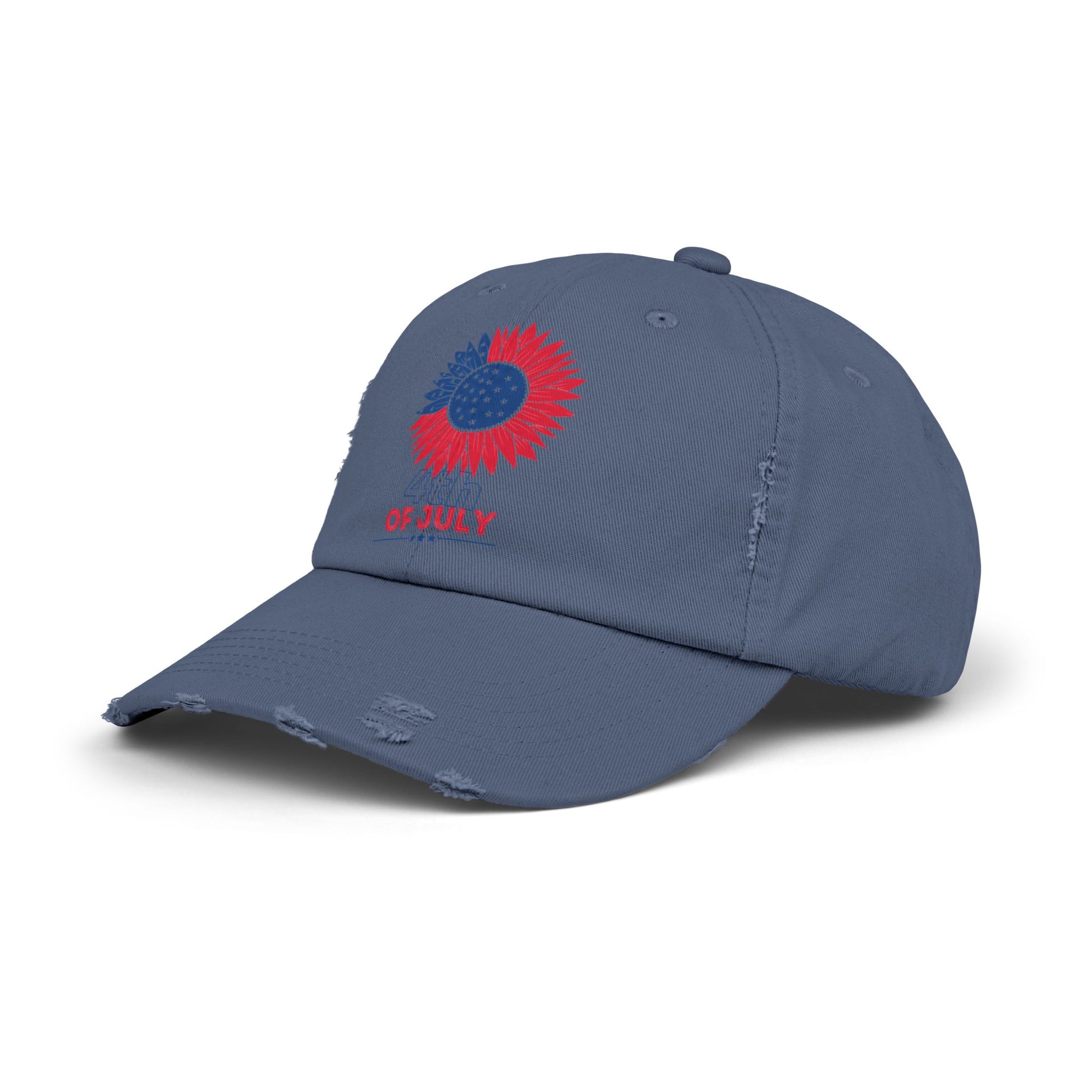 Patriotic Distressed Cap for July 4th Celebrations, Sunflower Cap, Unisex Cap