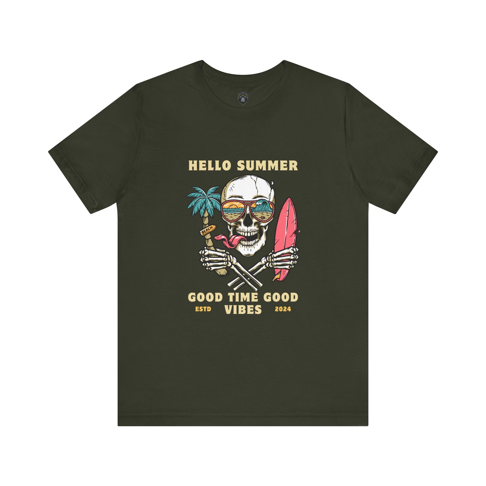 Summer Vibes Skull Tee, T-Shirt, Beachwear, Festival Shirt, Casual Summer Top, Gift for Him/Her
