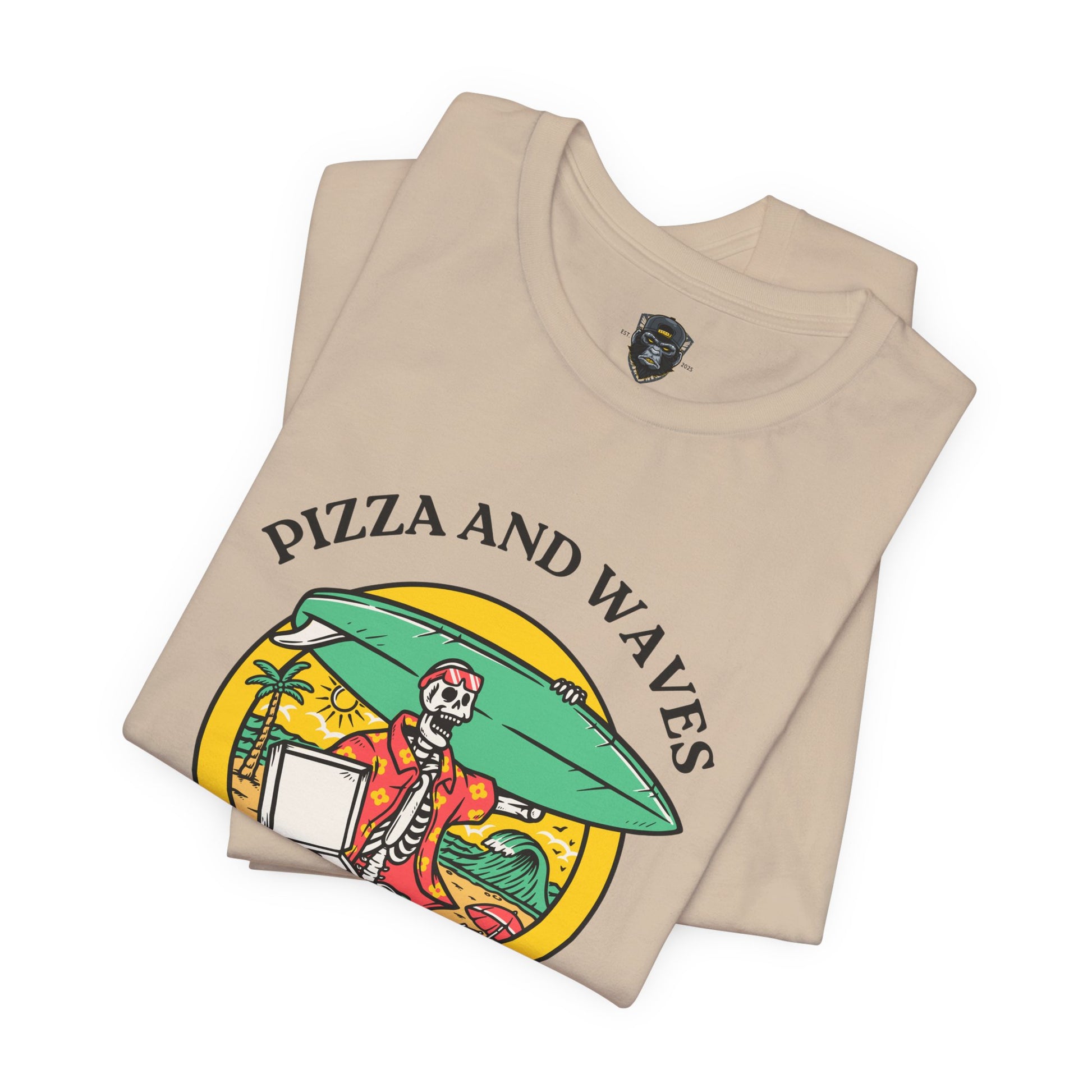 Surf-Inspired Pizza Tee - Perfect for Beach Lovers, Summer Vibes, Casual Wear