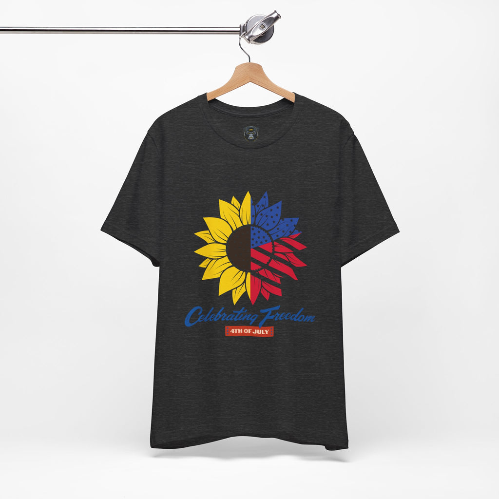 Patriotic Sunflower Tee, Celebrate Freedom T-Shirt, 4th of July Shirt, Unisex Independence Day Top