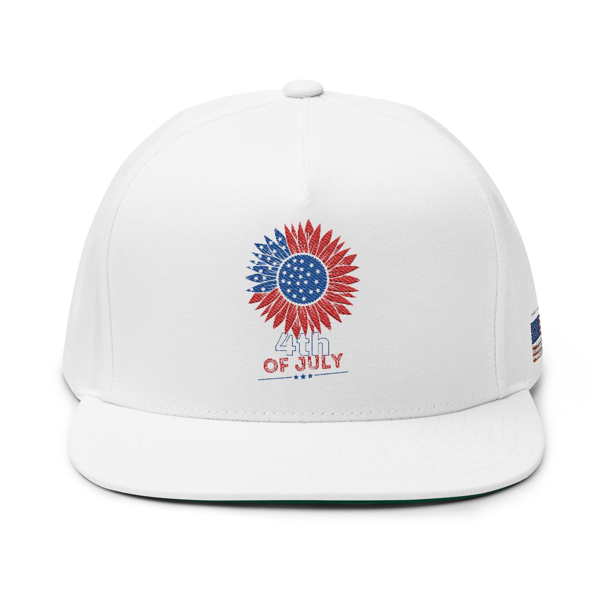Patriotic Embroidered Flat Bill Cap | 4th of July | USA Flag Hat | Summer Outdoor Cap | Unisex Style | Trendy Headwear