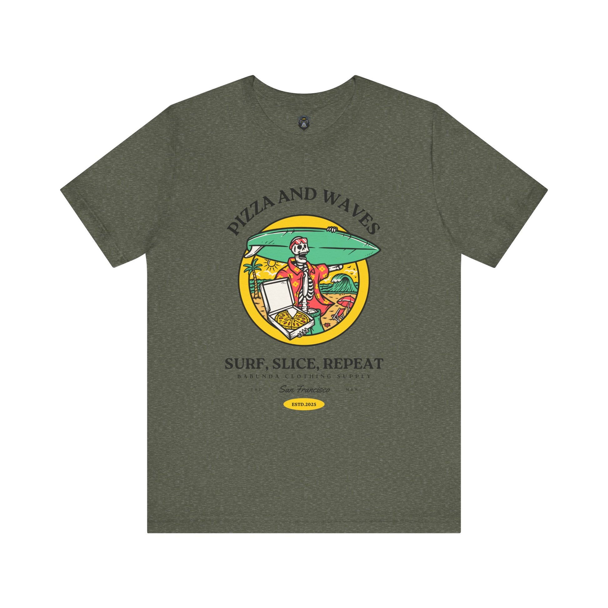 Surf-Inspired Pizza Tee - Perfect for Beach Lovers, Summer Vibes, Casual Wear